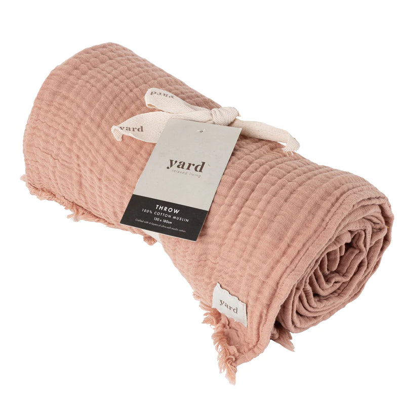 Crinkle Cotton Throw | Pink Clay | 130x180cm
