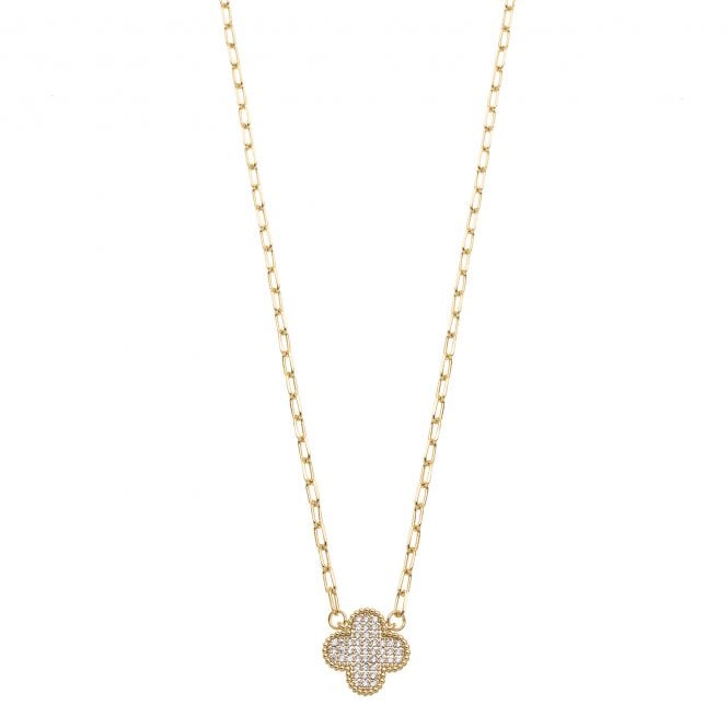 4-Leaf Clover Necklace | Gold plated & Cubic Zirconia