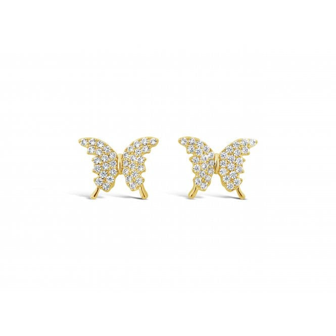 Brilliant Cut Cubic Zirconia Butterfly Earring | Gold Plated