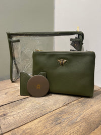 Three Piece Travel Beauty Set | Olive