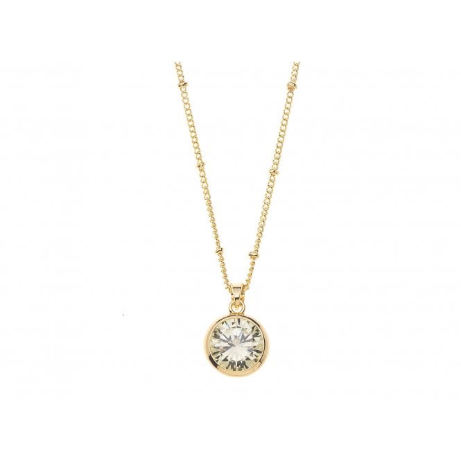 Clear Crystal Drop Necklace | Gold Plated