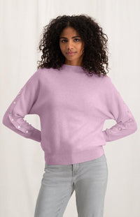 YaYa | Boatneck Sweater | Long Sleeves | Button Details | Lady Pink Melange