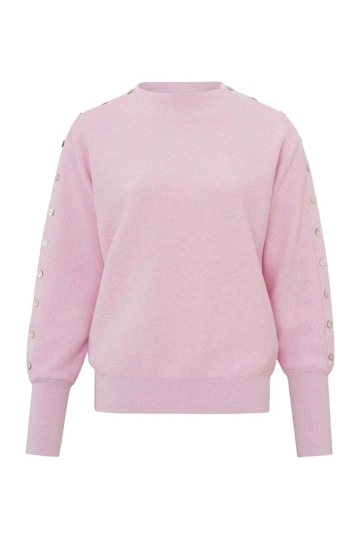 YaYa | Boatneck Sweater | Long Sleeves | Button Details | Lady Pink Melange
