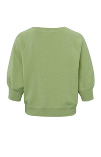 YaYa | Sweater | Half Sleeve | Round Neck | Tendrill Green Melange