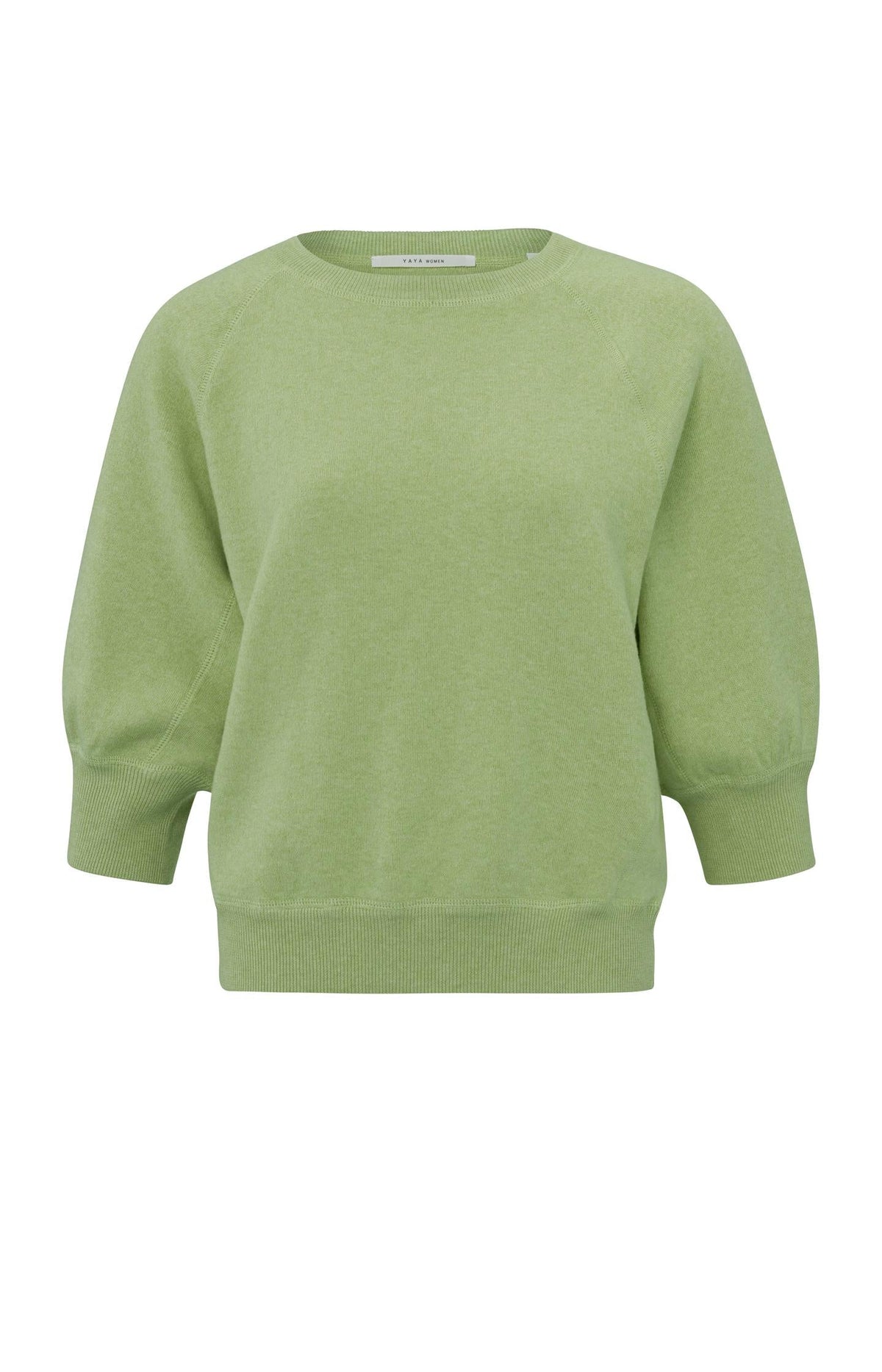 YaYa | Sweater | Half Sleeve | Round Neck | Tendrill Green Melange