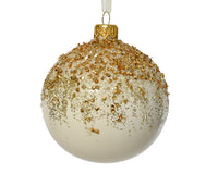 Sparkle Top Bauble | Glass | Wool White | 8cm