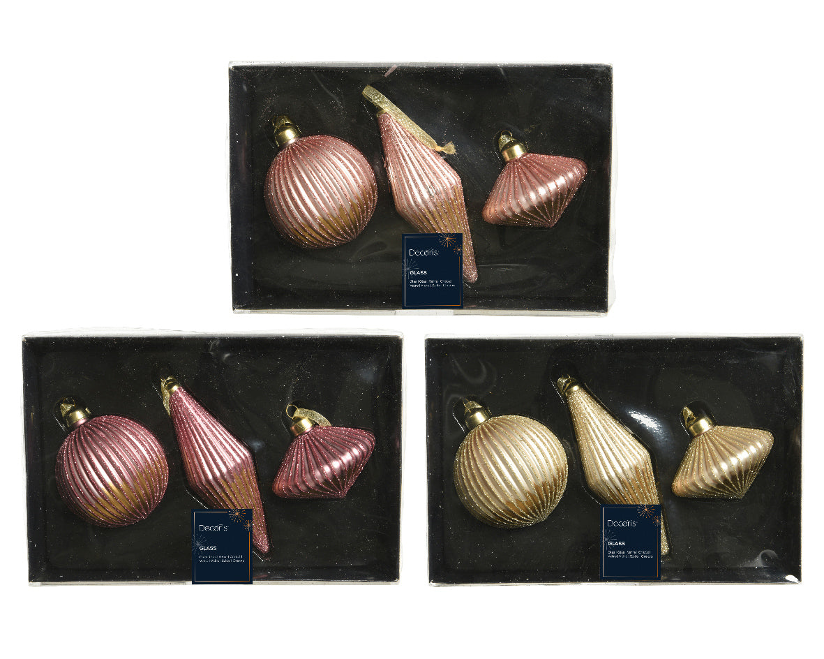 Sparkle Bottom Bauble Trio | Glass | 3 Colours