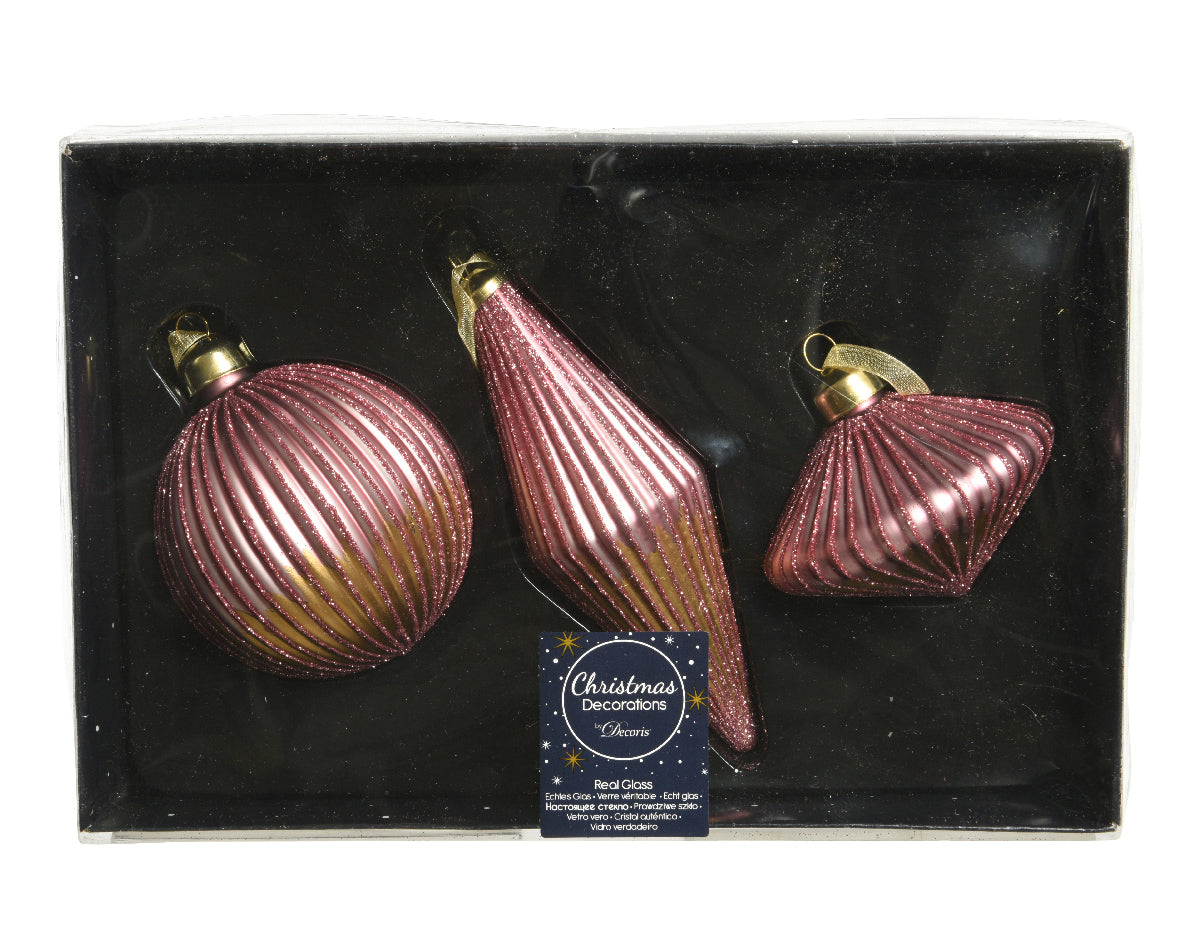 Sparkle Bottom Bauble Trio | Glass | 3 Colours