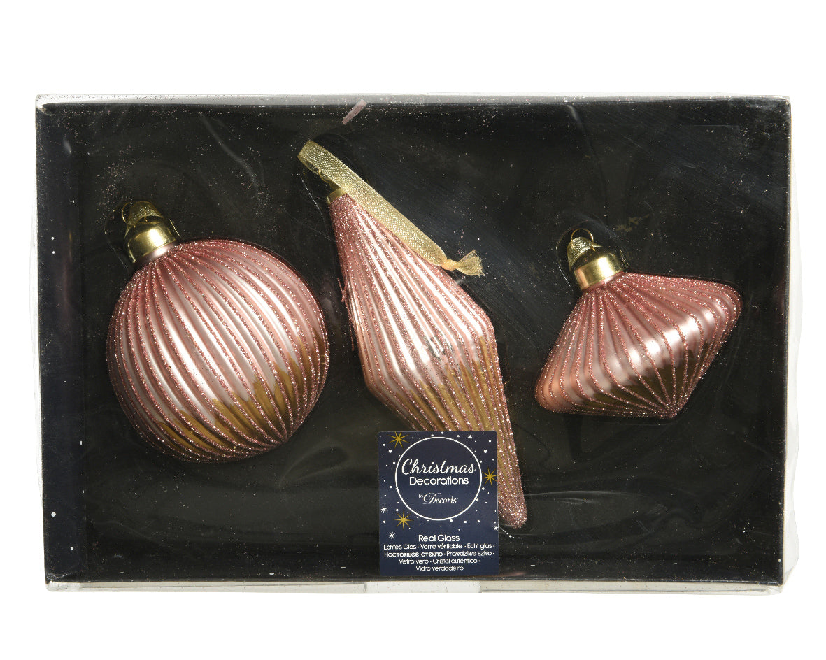 Sparkle Bottom Bauble Trio | Glass | 3 Colours