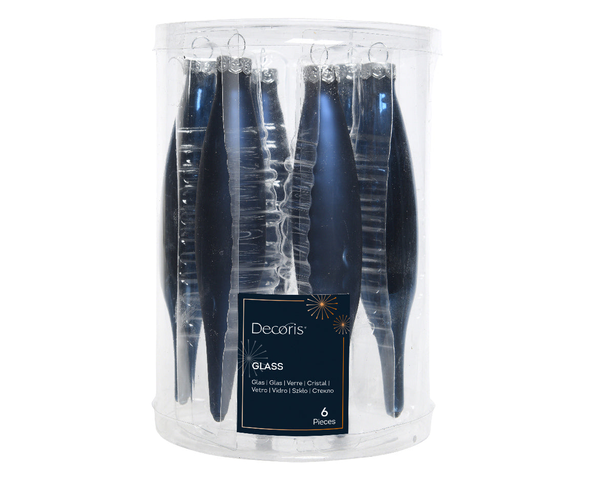 Icicle Bauble | Matt Night Blue | 6 Pack |15cm