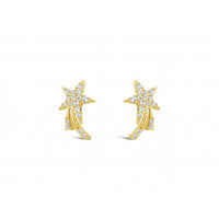 Cubic Zirconia Shooting Star Stud Earring | Gold Plated | Sensitive