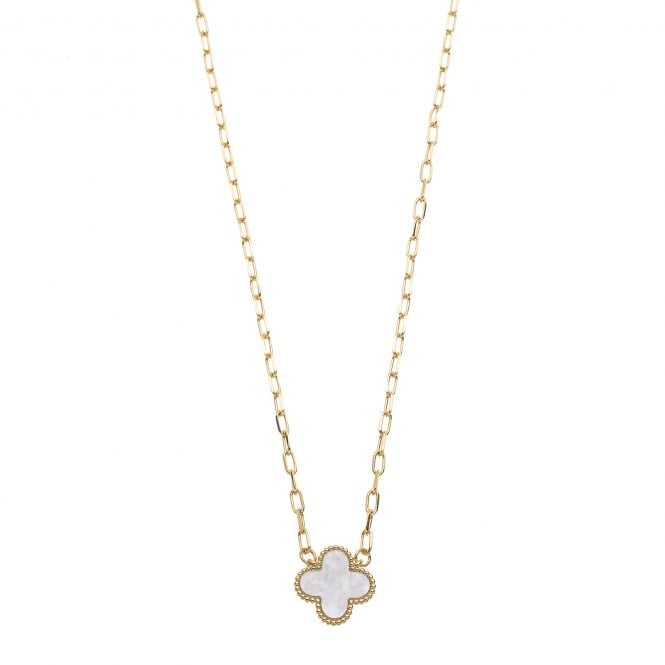 4-Leaf Clover Necklace | Gold & Winter White