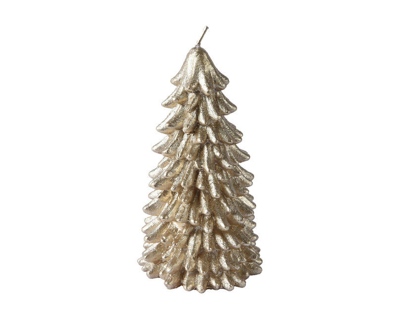 Christmas Tree Metallic Candle | Champagne | 17.5cm