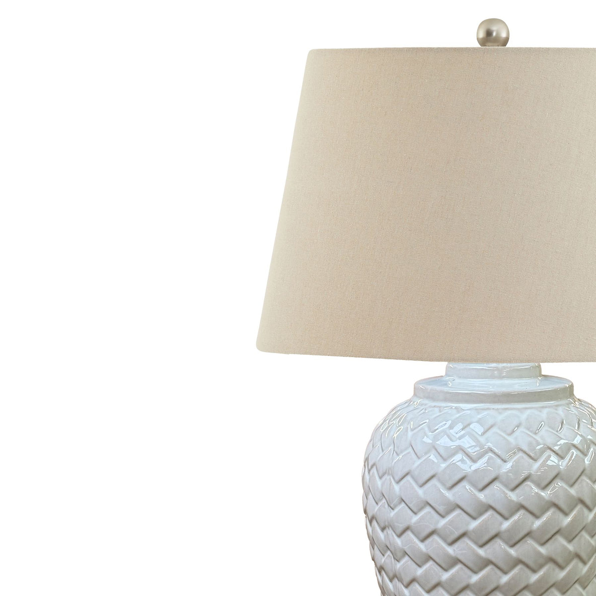 Woven Ceramic Table Lamp | Linen Shade