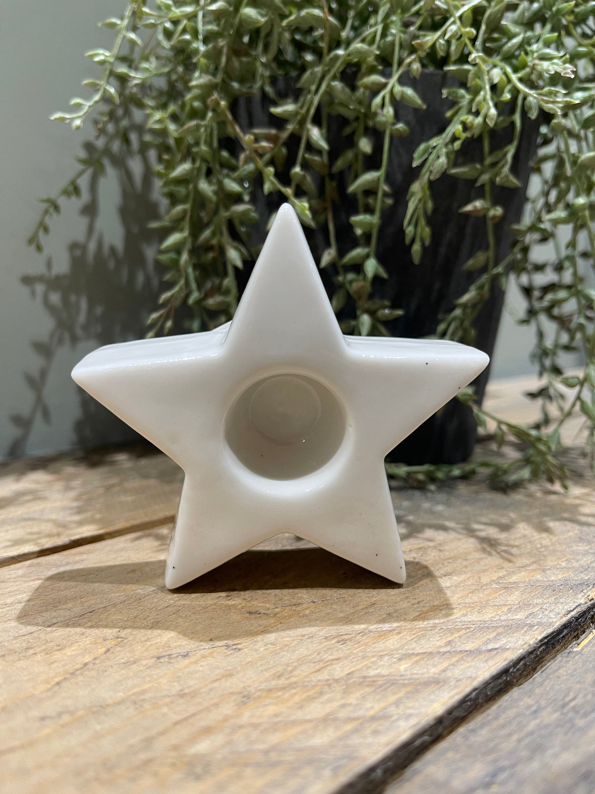 Ceramic Star Candle Holder | Red/White | 8cm