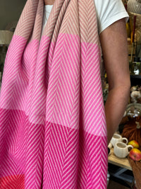 Luxe Oversize Scarf | Chevron Striped | Pink/Orange