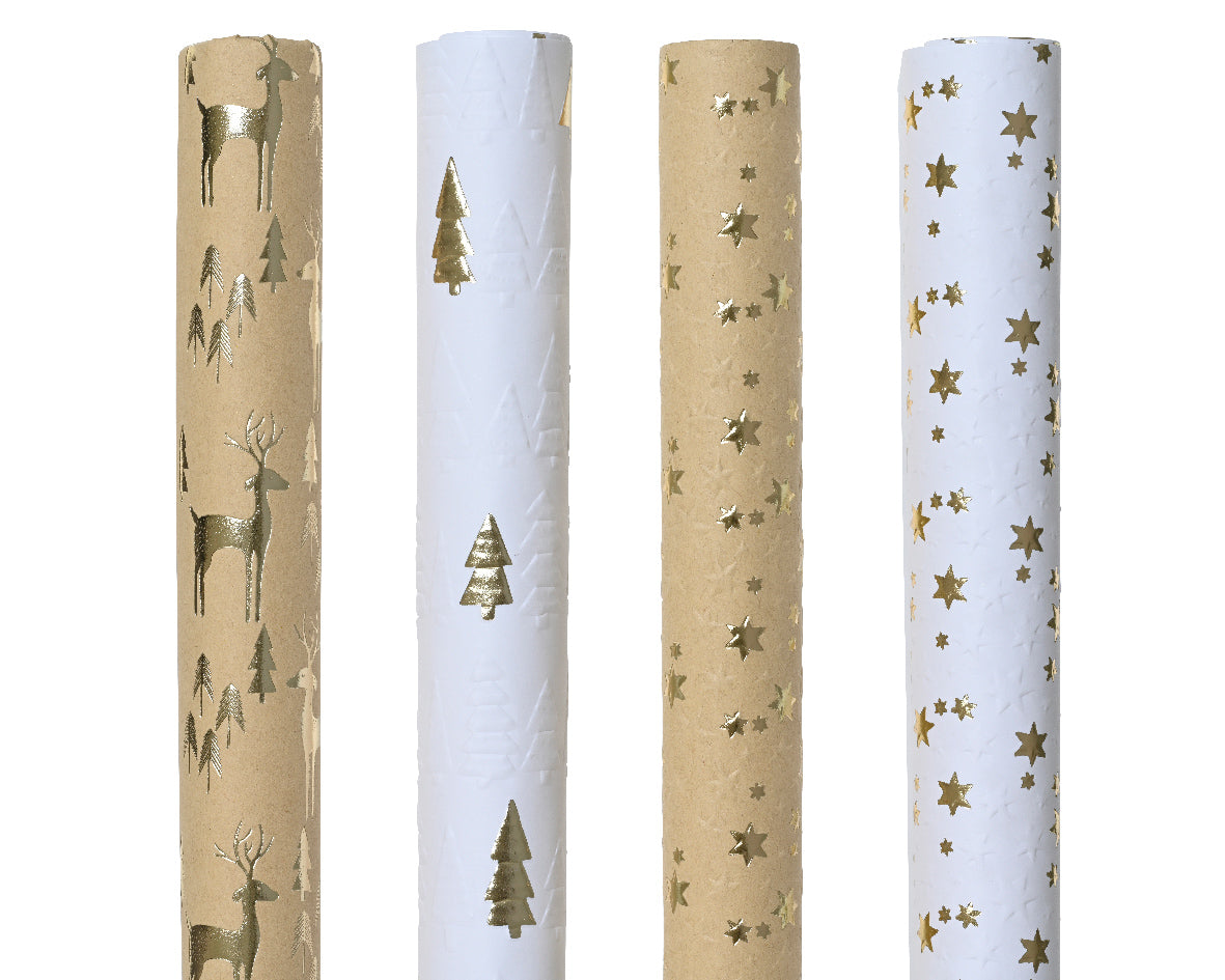 Giftwrap Roll | Gold Foil | 4 Designs | FSC