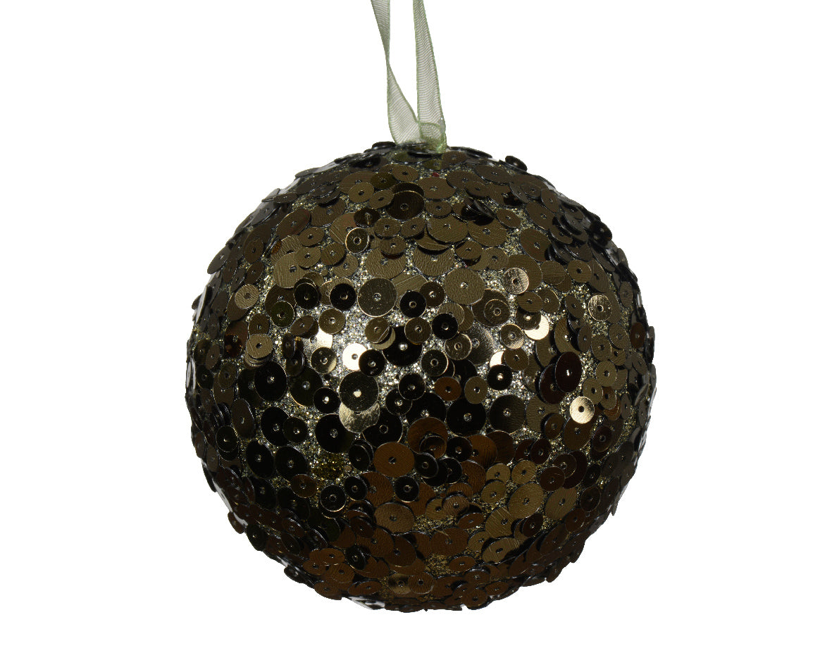 Glitter Sequin Bauble | Rosemary Green | 8cm