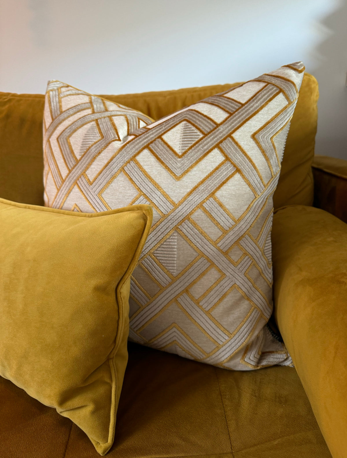 Henley Tufted Cushion | Gold | 50cm x 50cm | Feather Filled