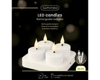 LED Rechargeable Battery Operated Tealight | Fire Flame Effect | 4 Pack