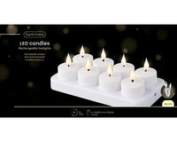 LED Rechargeable Battery Operated Tealight | Fire Flame Effect | 8 Pack