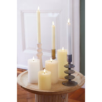 LED Battery Operated Rustic Wax Pillar Candle | Cream | 11.2cm