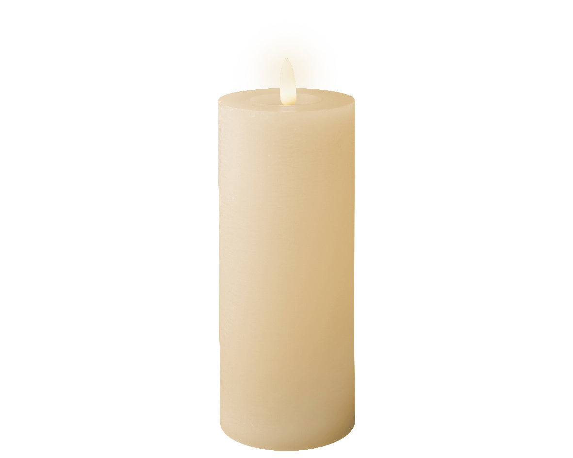 LED Battery Operated Rustic Wax Pillar Candle | Cream | 19cm