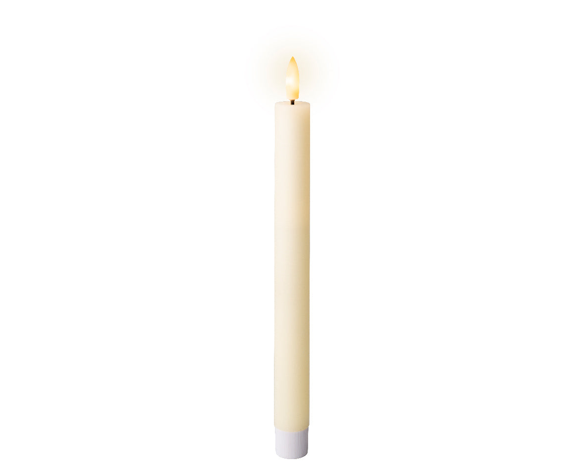 LED Battery Operated Rustic Wax Dinner Candle | Cream | 24.5cm