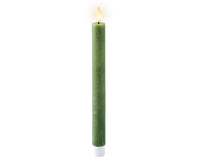 LED Battery Operated Rustic Wax Dinner Candle | Green | 24.5cm