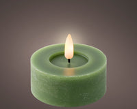 LED Battery Operated Rustic Tealight Candle| Green | 6cm | 2 Pack