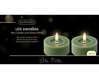 LED Battery Operated Rustic Tealight Candle| Green | 6cm | 2 Pack