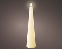 LED Battery Operated Rustic Wax Cone Candle | Cream | 27.8cm