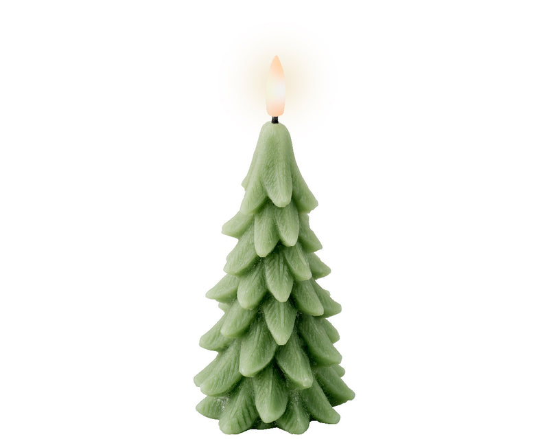 LED Battery Operated Rustic Wax Christmas Tree Candle | Cream | 15.5cm