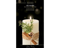 LED Battery Operated Elegant Rustic Wax Candle with Cinnamon & Greenery | Cream | 18cm