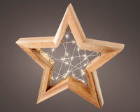 Micro LED Battery Operated Wooden Star Decoration | H24cm