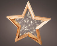 Micro LED Battery Operated Wooden Star Decoration | H31cm