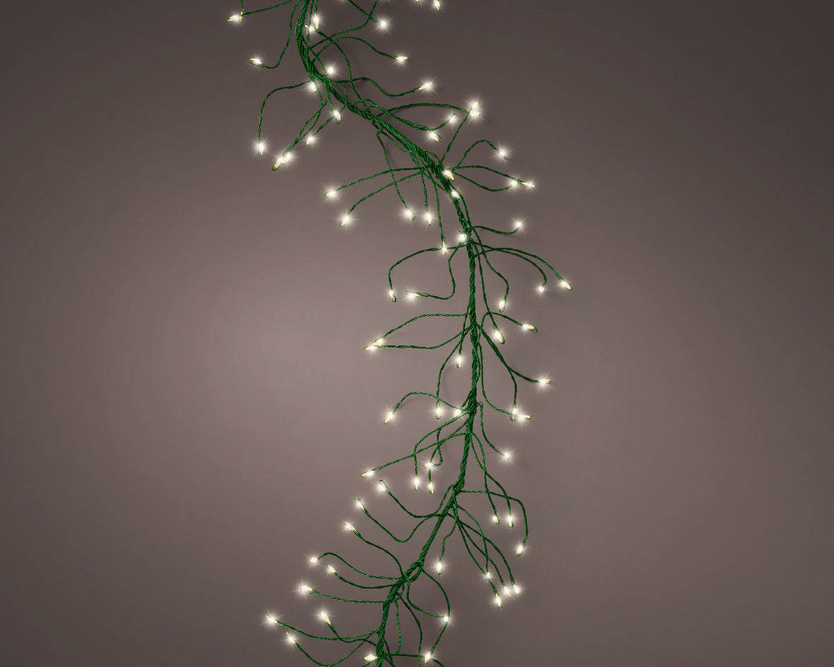 Micro LED Cluster Lights GB 8 Function | Twinkle Effect | Green/Warm White | L300cm