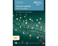 Micro LED Cluster Lights GB 8 Function | Twinkle Effect | Green/Warm White | L300cm