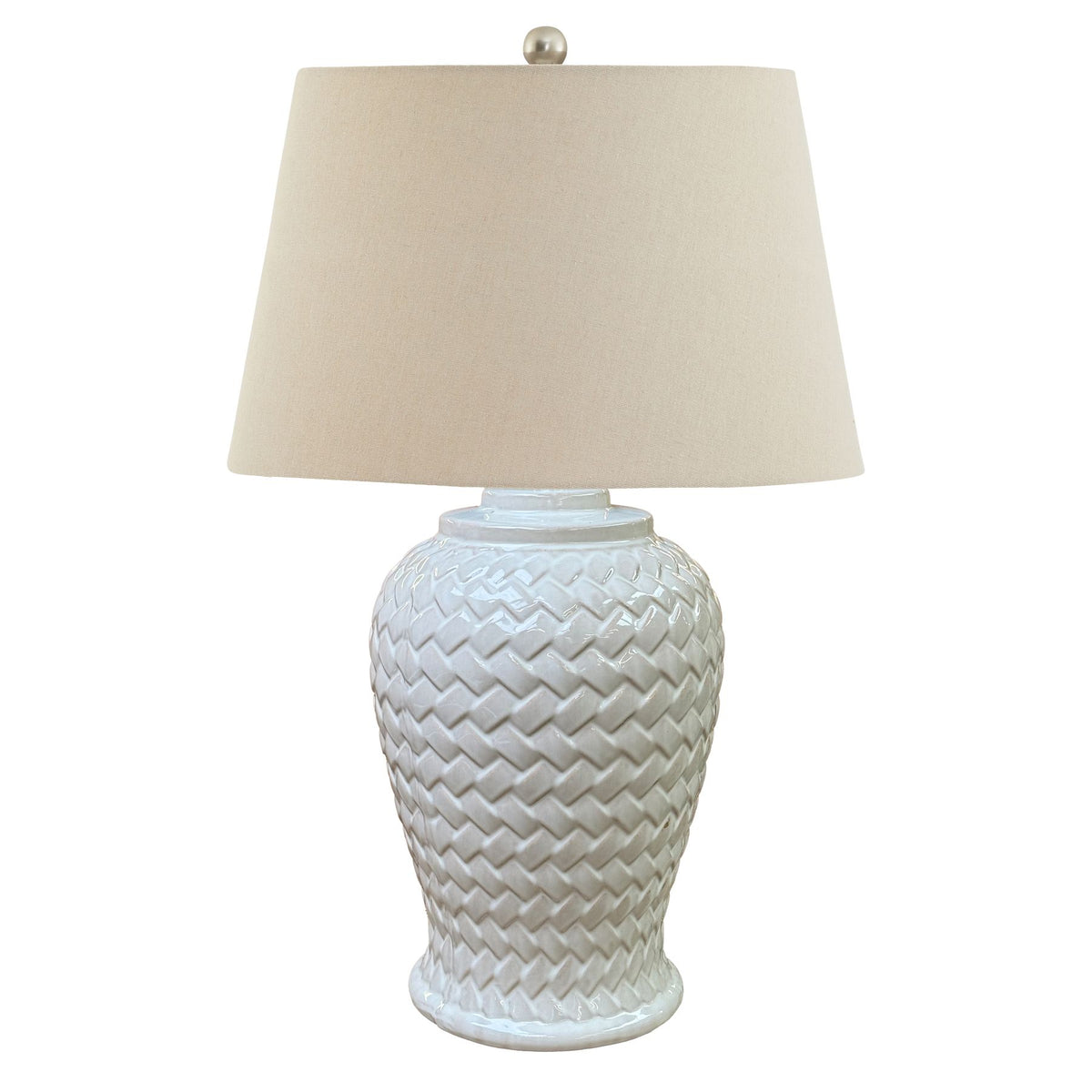 Woven Ceramic Table Lamp | Linen Shade