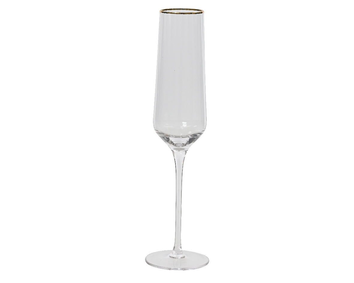 Champagne Flute | Gold Rim Ripple Effect