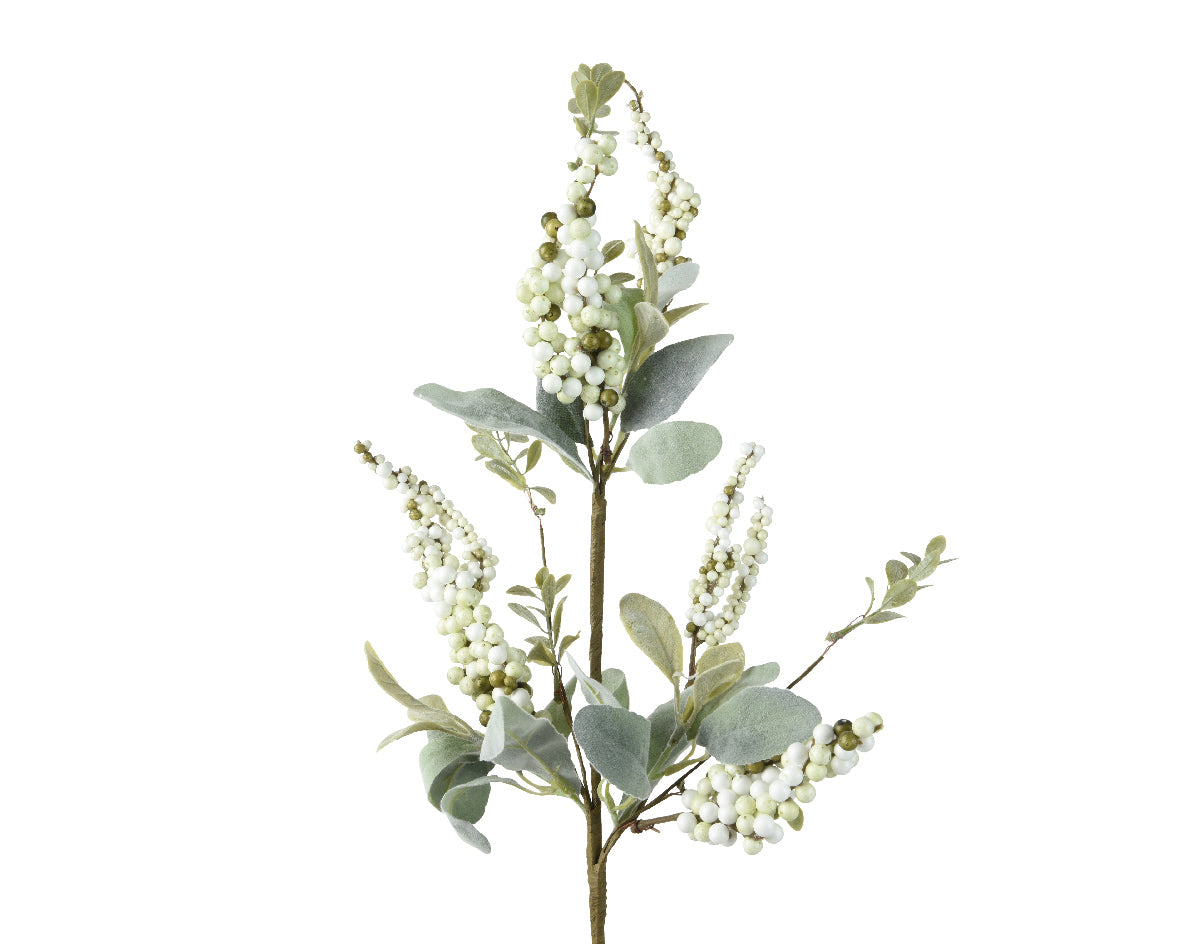 Faux Snowberry & Eucalyptus Pick | Green & Winter White | 60cm