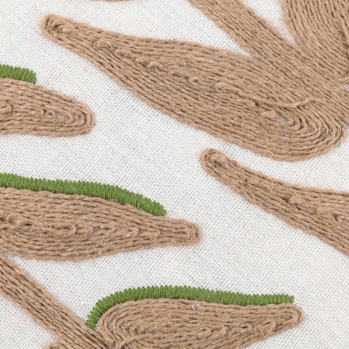 Leaves Embroidered Cushion Green