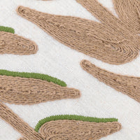 Leaves Embroidered Cushion Green