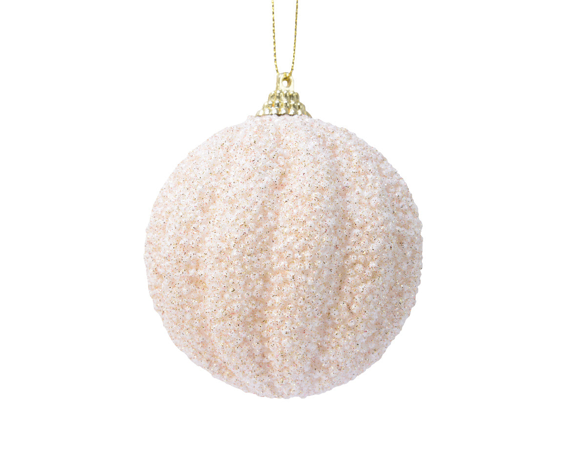 Glitter Beaded Bauble | Pearl | 8cm | 2 Designs