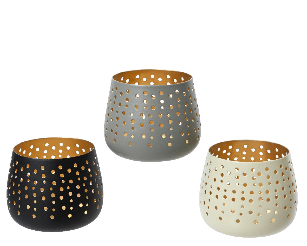 Dotty Cutout Tealight Candleholder | 3 Colours | 7cm