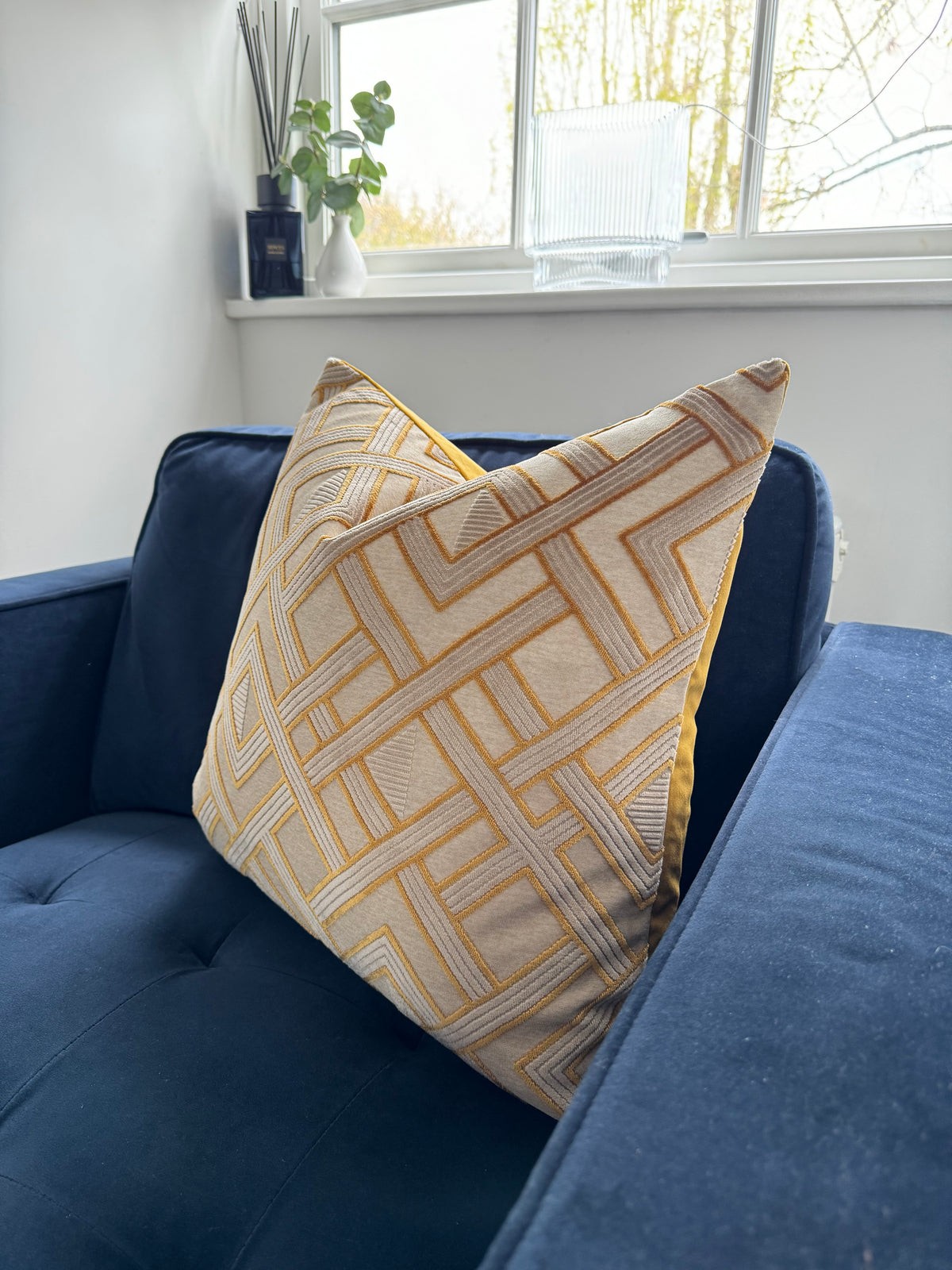 Henley Tufted Cushion | Gold | 50cm x 50cm | Feather Filled