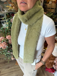 Luxe Faux Fur Long Scarf | Olive