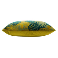 Palm Grove Velvet Jacquard Cushion Gold/Teal