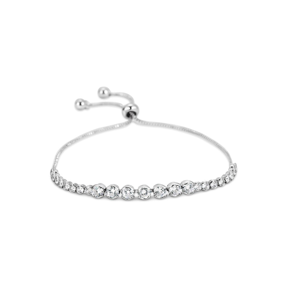 RHODIUM PLATED BRACELET WITH CUBIC ZIRCONIA STONES B1886RHODIUM WITH A FREE GIFT BOX