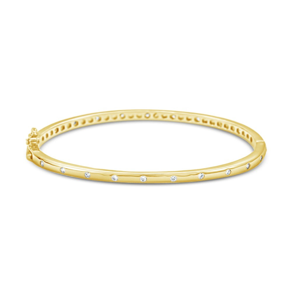 GOLD PLATED BANGLE WITH CUBIC ZIRCONIA STONES B1893 WITH A FREE GIFT BOX